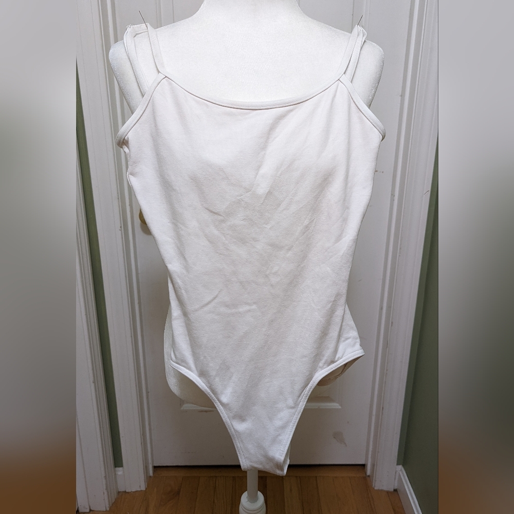 Chic White Spaghetti Strap Leotard